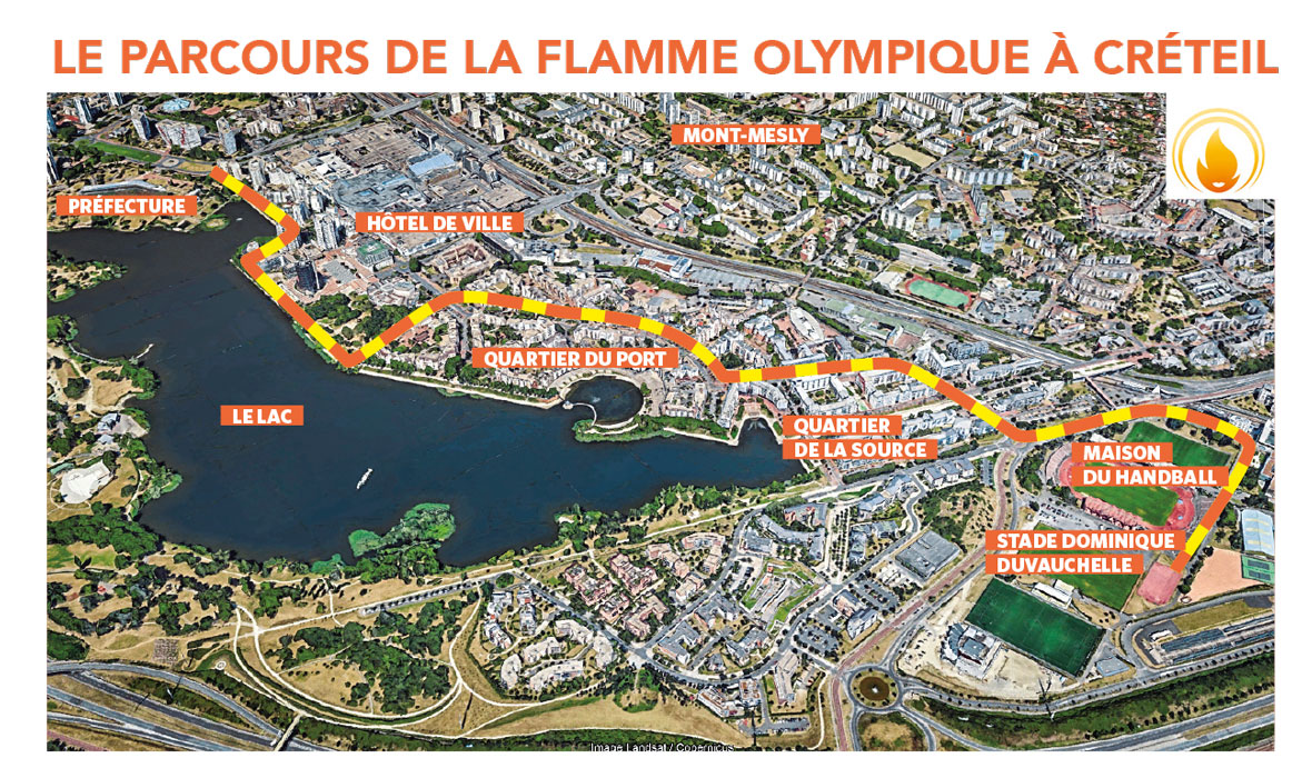 Parcours de la flamme olympique à Créteil