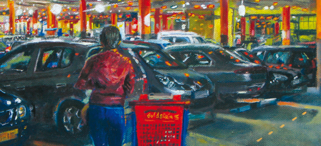 Peinture d'après une photo du parking du centre commercial