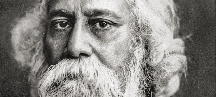 Rabindranath Tagore et une de ses oeuvres