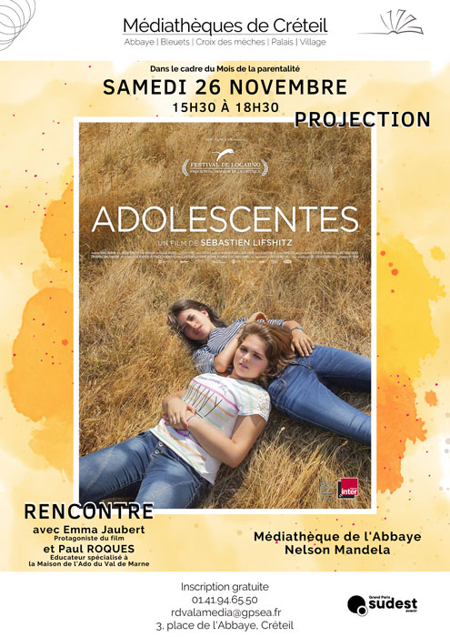 Projection du film "Adolescentes" le 26 novembre 2022