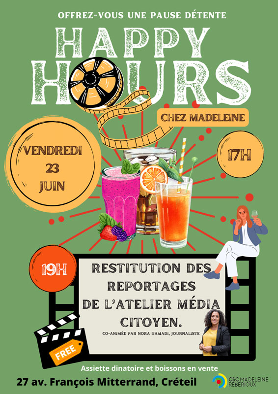 Happy Hours le vendredi 23 juin à partir de 17h